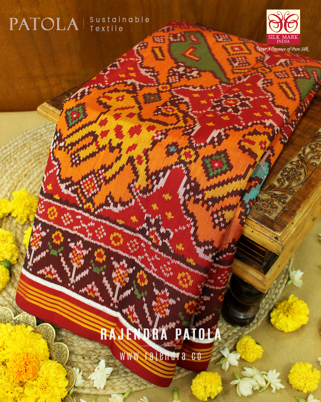 Exclusive 4 Figure Chabadi Semi Double Weave Rajkot Patola Saree