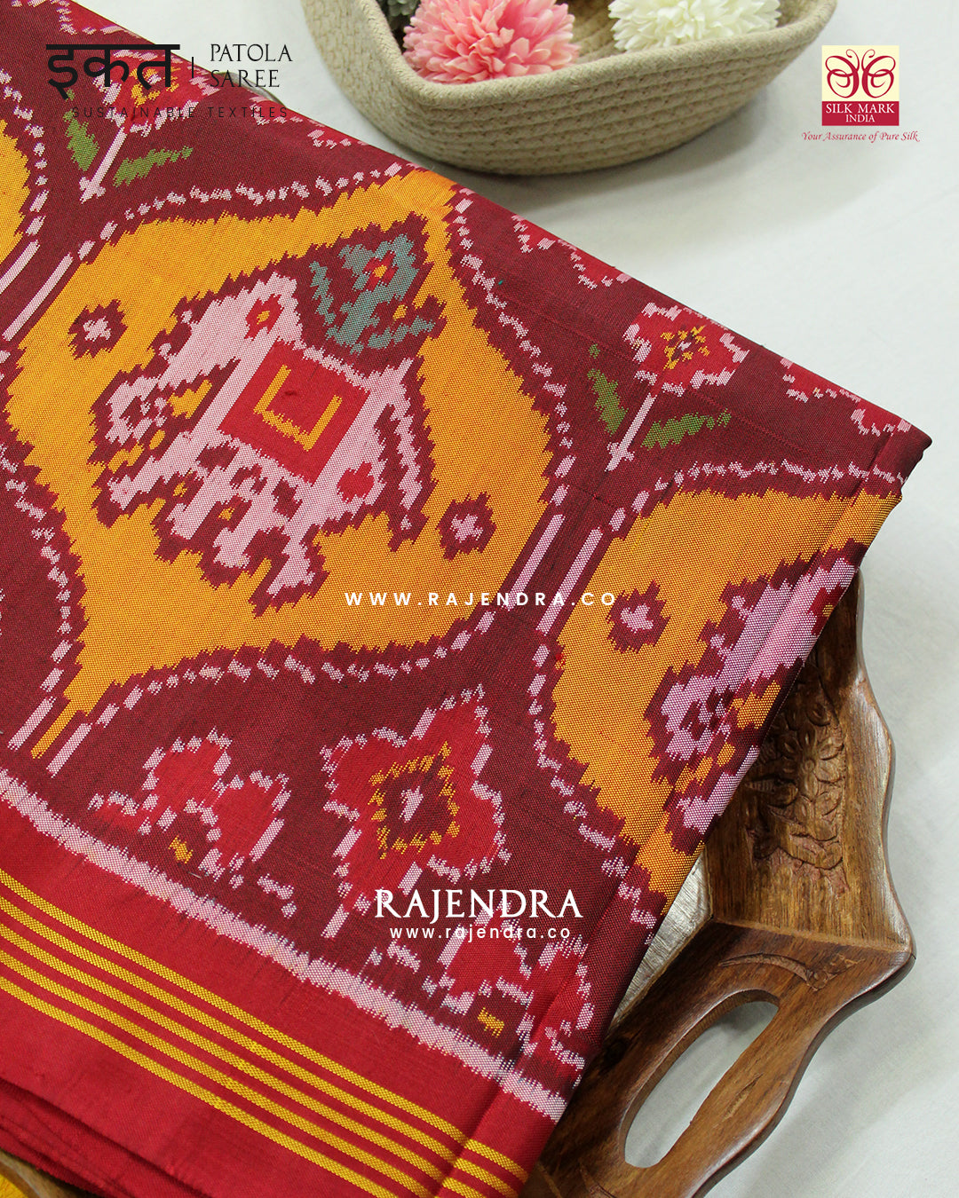 Exclusive 4 Figure Multicolor Semi Double Ikat Rajkot Patola Saree