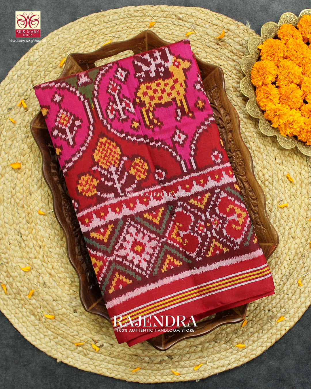 Exclusive 4 Figure Multicolor Ikat Rajkot Patola Saree