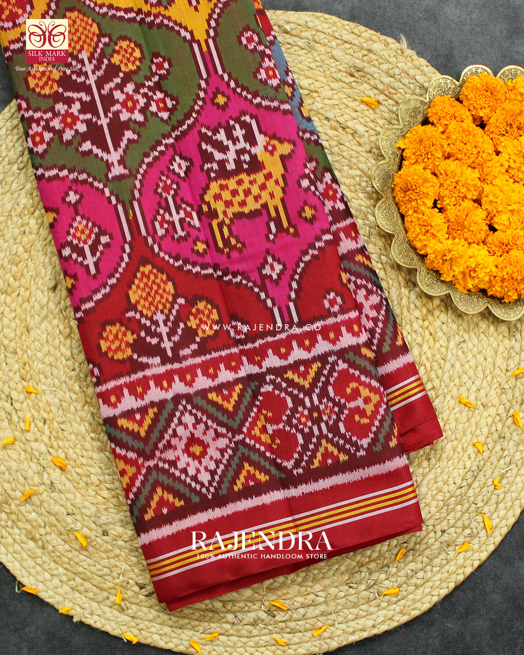 Exclusive 4 Figure Multicolor Ikat Rajkot Patola Saree