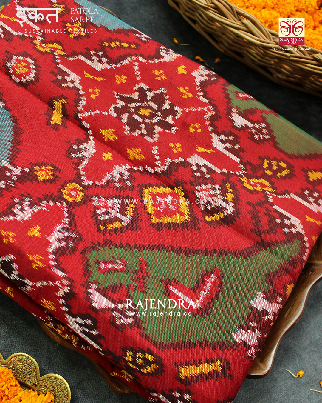 Exclusive 4 Figure Chabadi Design Semi Double Ikat Rajkot Patola Saree