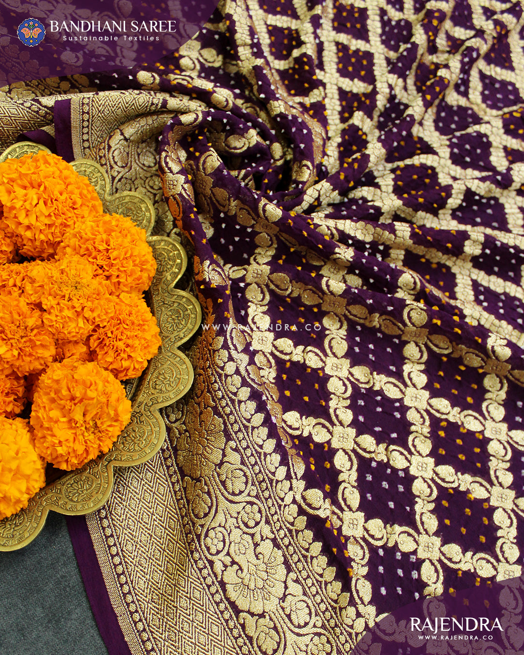 Traditional Khadi Georgette Brinal Color Banarasi Bandhani Saree