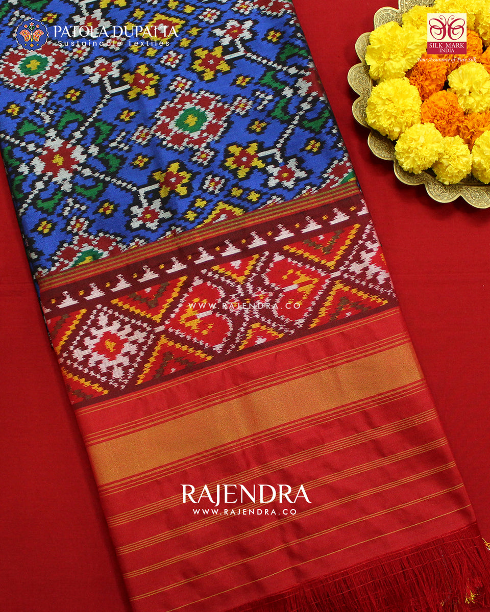 Blue-red Patola Dupatta main image 1