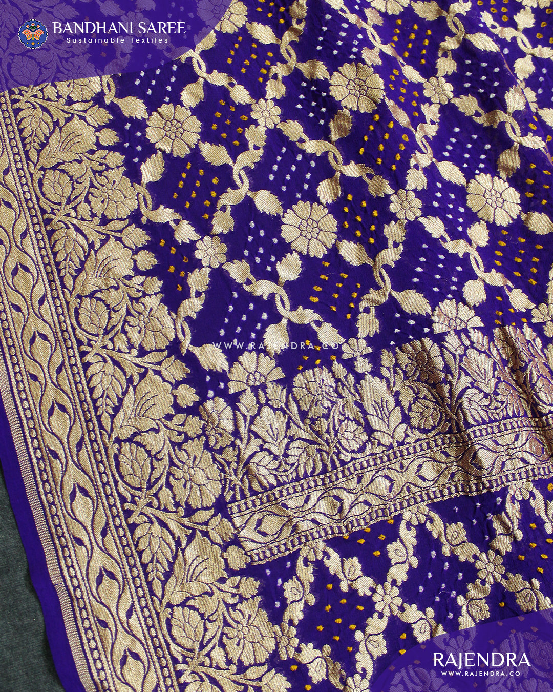 Traditional Khadi Georgette Purple Banarasi Bandhani Saree