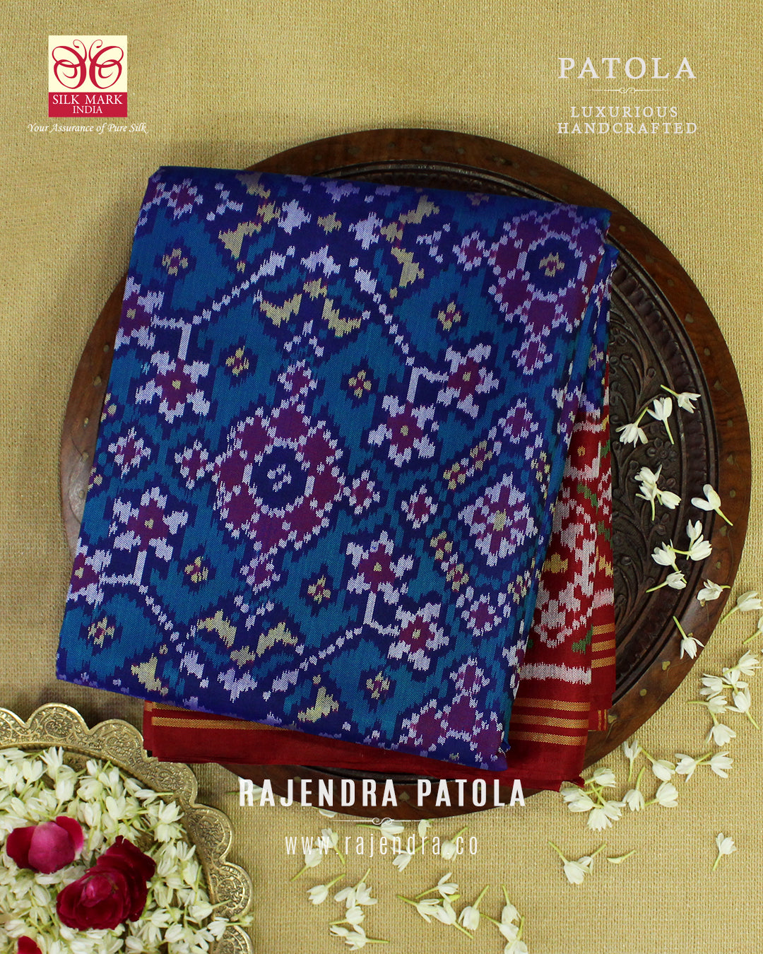 Traditional Navratna Semi Double Weave Rajkot Patola Saree