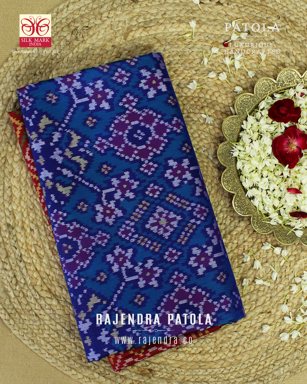 Traditional Navratna Semi Double Weave Rajkot Patola Saree