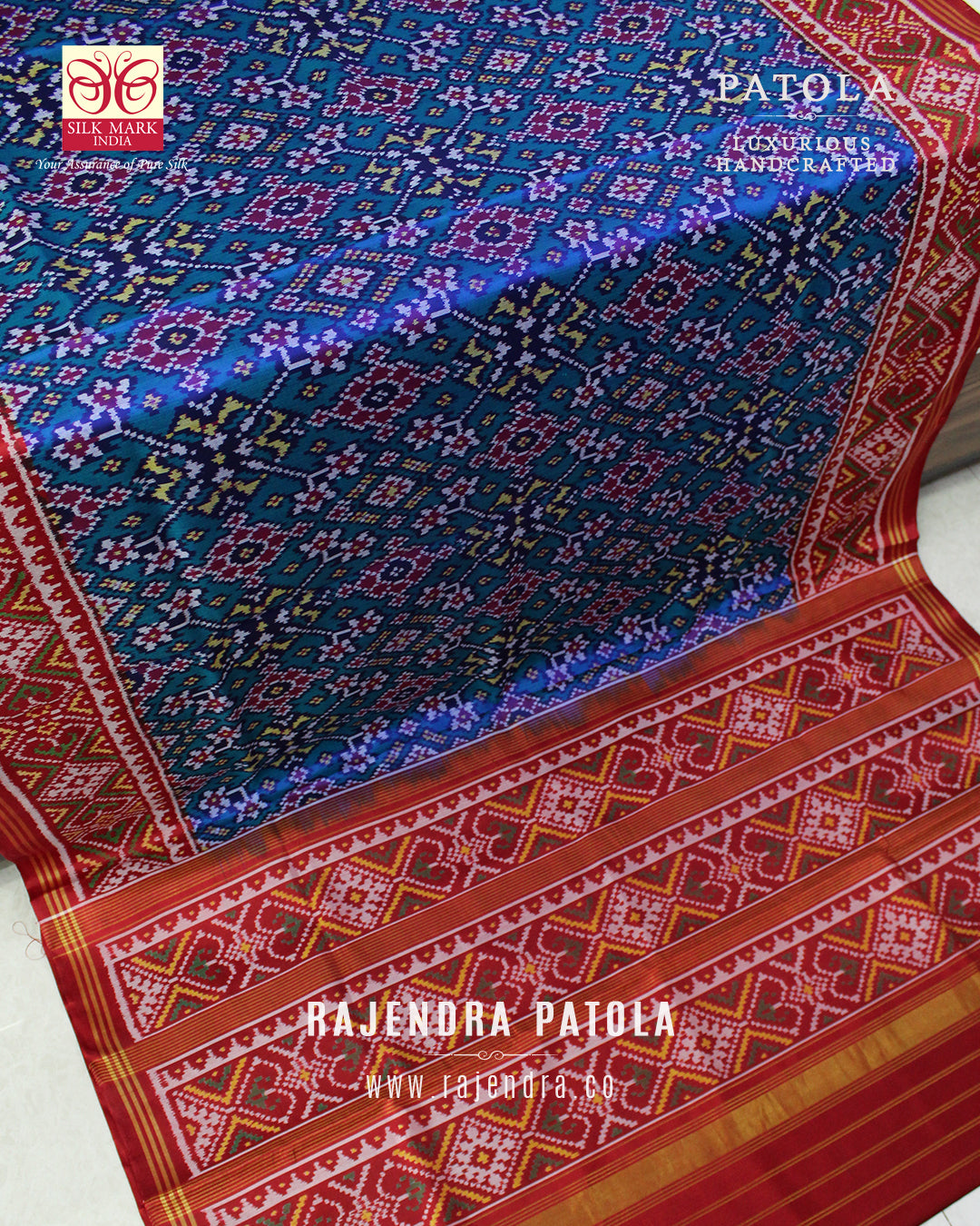 Traditional Navratna Semi Double Weave Rajkot Patola Saree