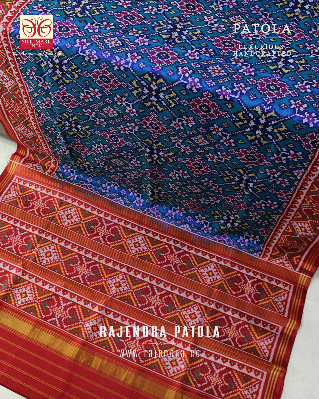 Traditional Navratna Semi Double Weave Rajkot Patola Saree
