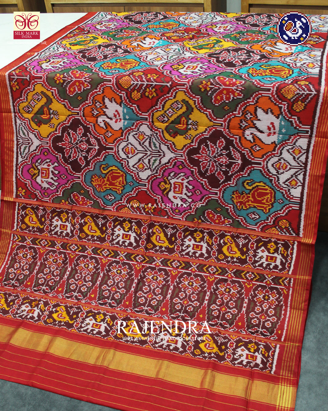 Exclusive 5 Figure Multicolour Ikat Rajkot Patola