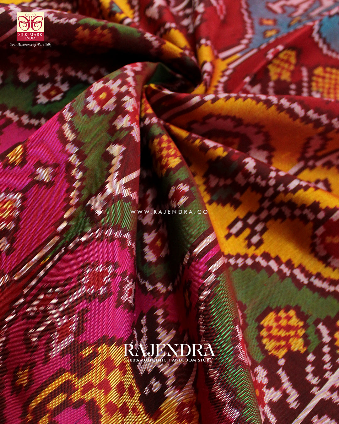 Exclusive 4 Figure Multicolor Ikat Rajkot Patola Saree