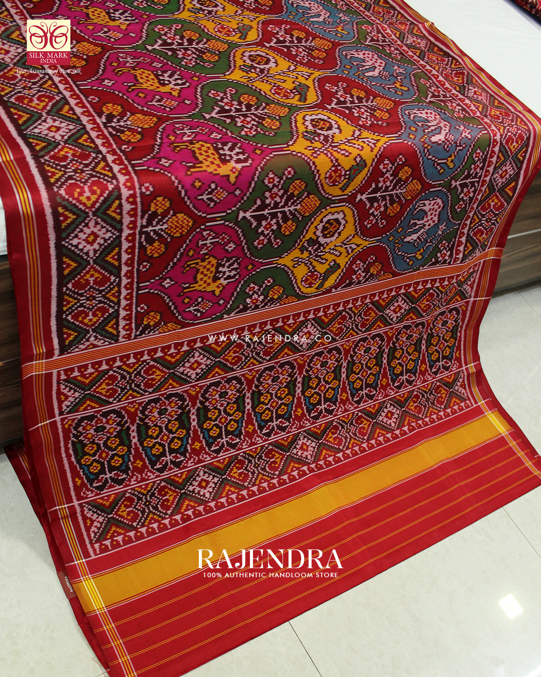 Exclusive 4 Figure Multicolor Ikat Rajkot Patola Saree