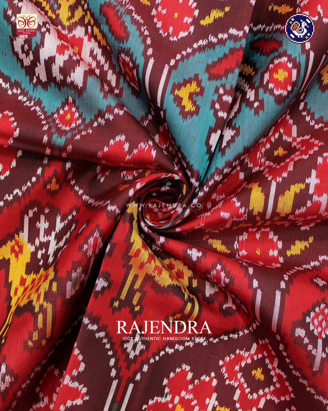 Traditional 4 Figure Design Red Ikat Rajkot Patola Dupatta