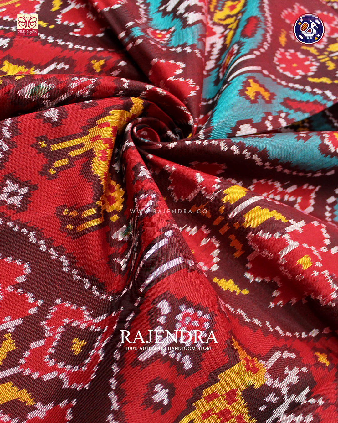 Traditional 4 Figure Design Red Ikat Rajkot Patola Dupatta