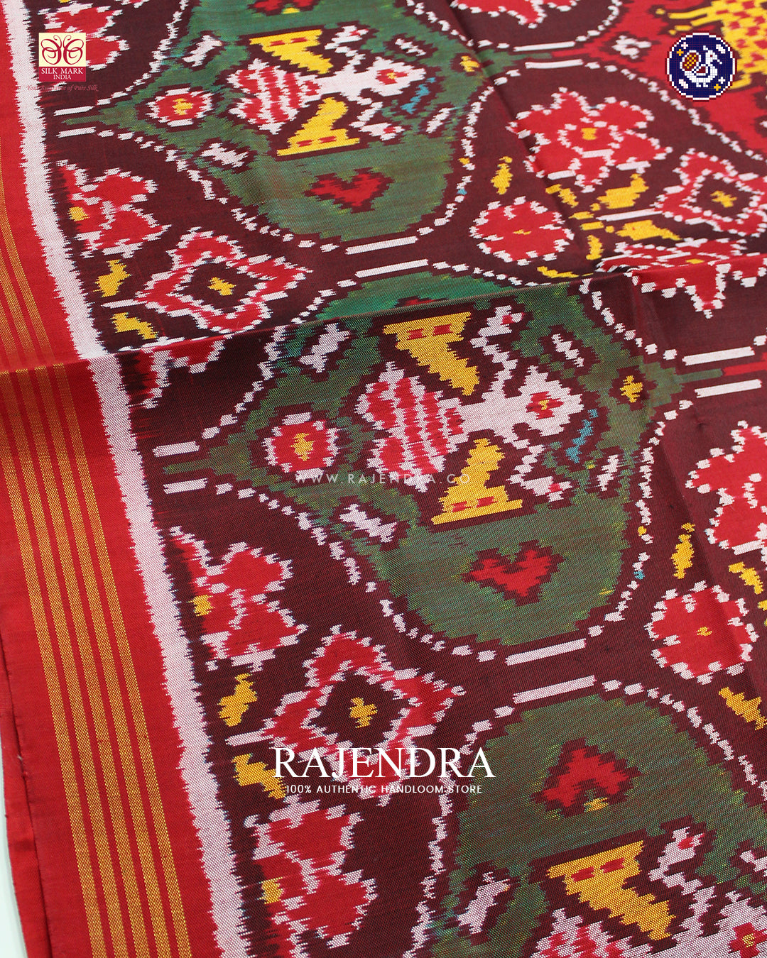 Traditional 4 Figure Design Red Ikat Rajkot Patola Dupatta