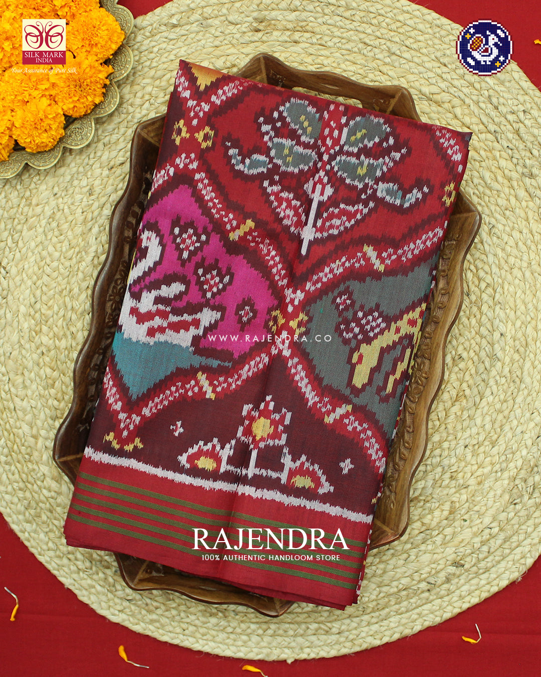 Traditional 4 Figure Design Multicolor Ikat Rajkot Patola Saree