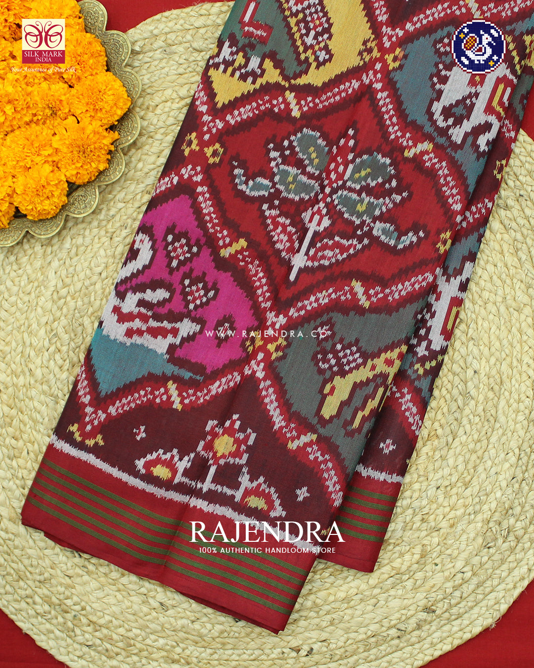 Traditional 4 Figure Design Multicolor Ikat Rajkot Patola Saree