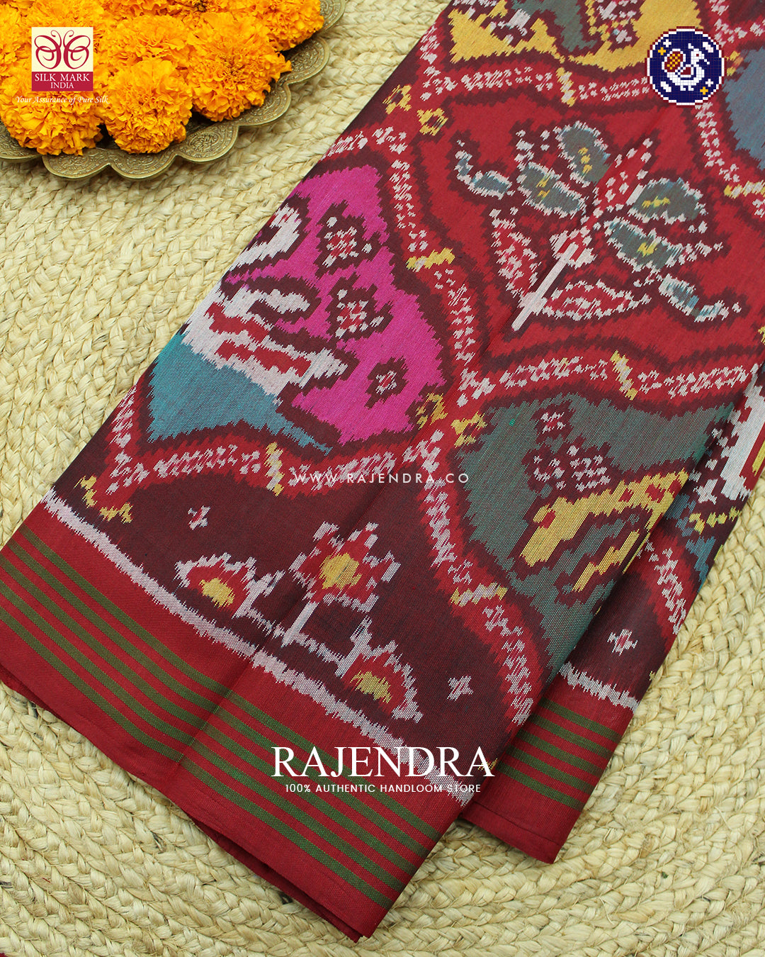 Traditional 4 Figure Design Multicolor Ikat Rajkot Patola Saree