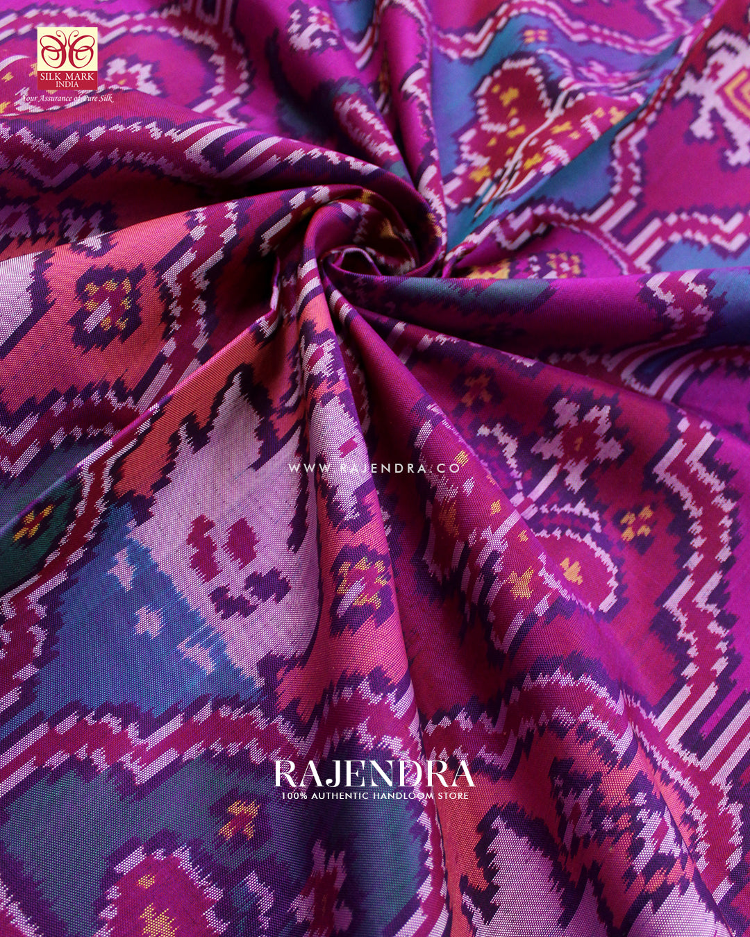 Traditional 4 Figure Multicolor Ikat Rajkot Patola Saree