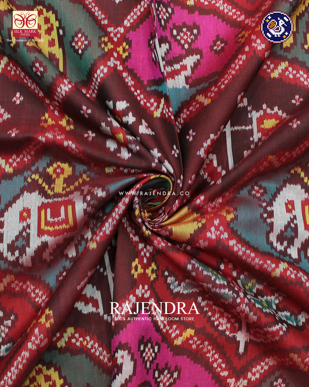 Traditional 4 Figure Design Multicolor Ikat Rajkot Patola Saree