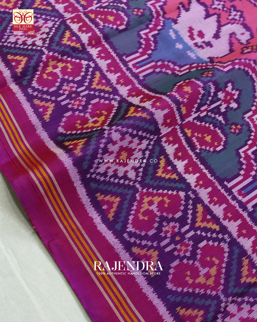 Traditional 4 Figure Multicolor Ikat Rajkot Patola Saree