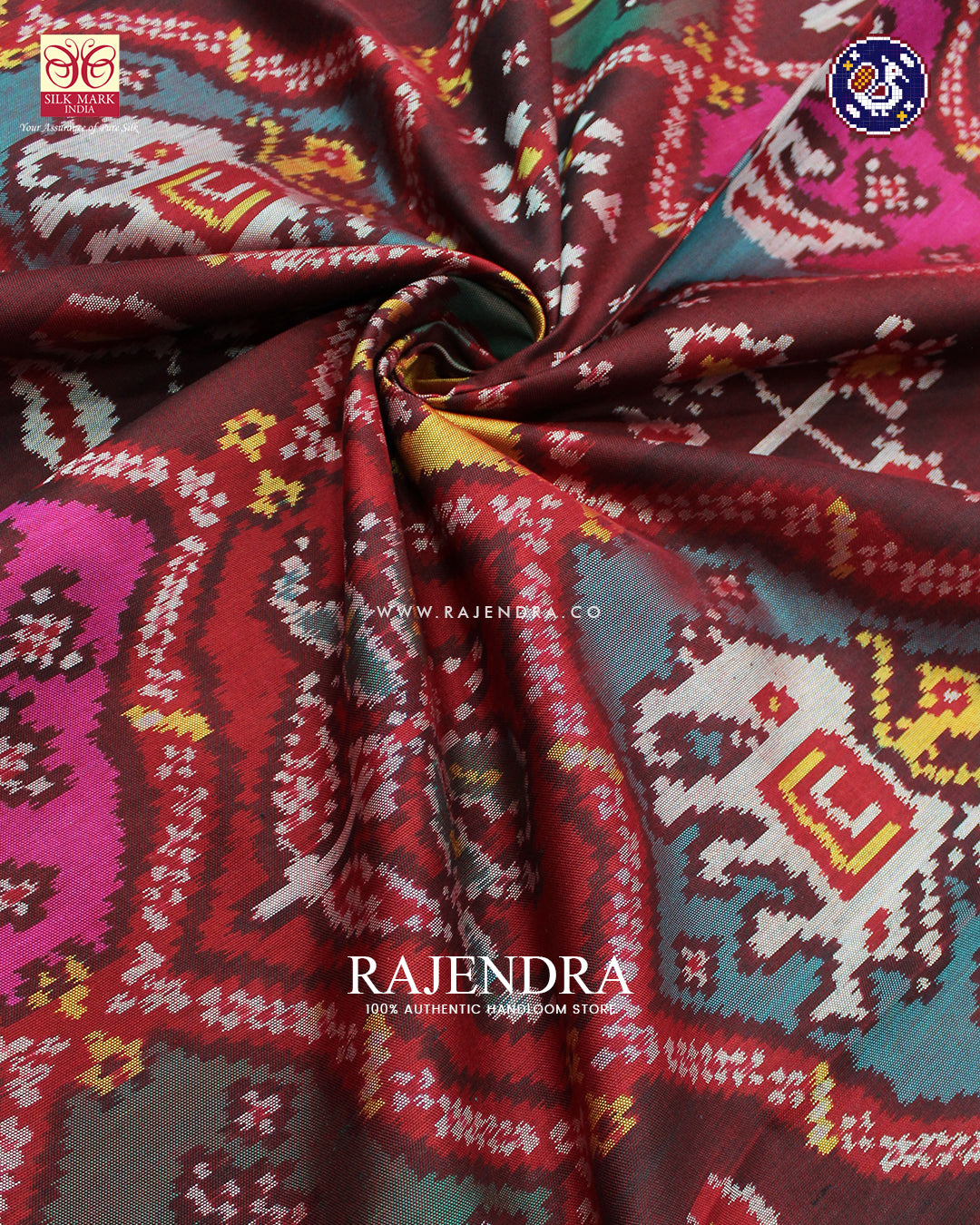Traditional 4 Figure Design Multicolor Ikat Rajkot Patola Saree
