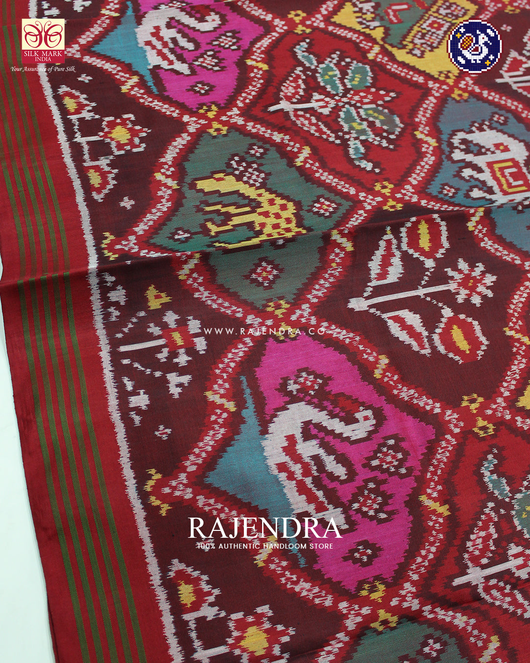 Traditional 4 Figure Design Multicolor Ikat Rajkot Patola Saree