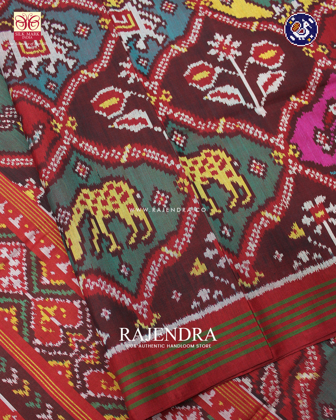 Traditional 4 Figure Design Multicolor Ikat Rajkot Patola Saree