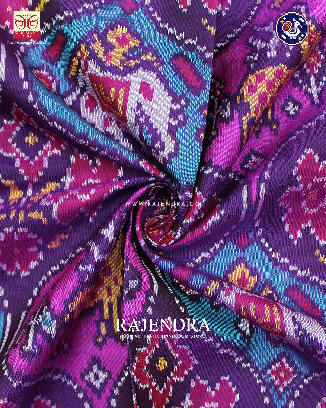 Exclusive 4 Figure Pink and Purple Ikat Rajkot Patola Saree