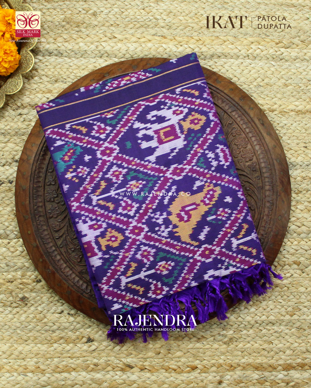Exclusive 4 Figure Purple Ikat Rajkot Patola Dupatta