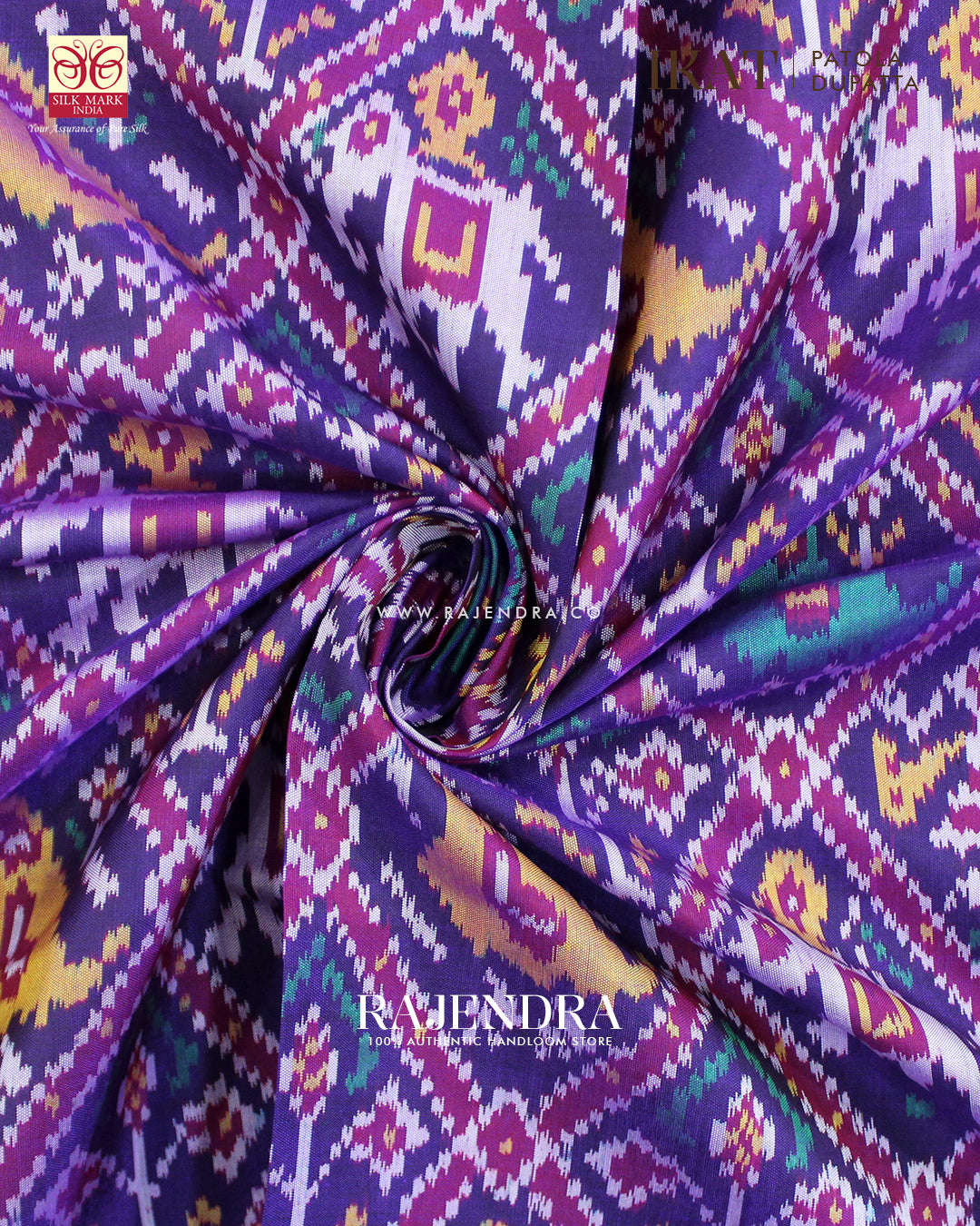 Exclusive 4 Figure Purple Ikat Rajkot Patola Dupatta