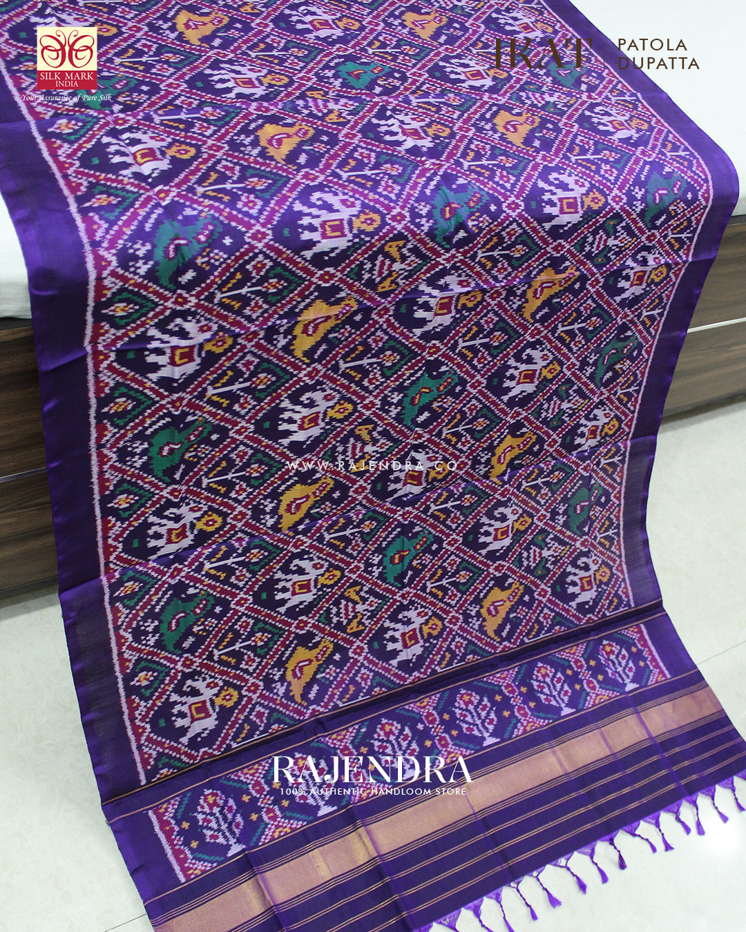Exclusive 4 Figure Purple Ikat Rajkot Patola Dupatta