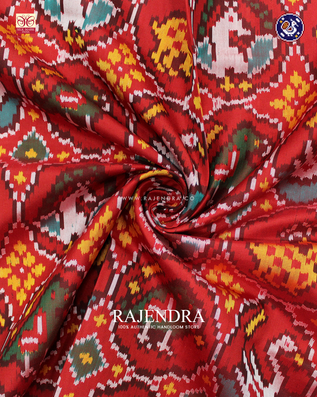 Traditional 4 Figure Design Red Ikat Rajkot Patola Dupatta