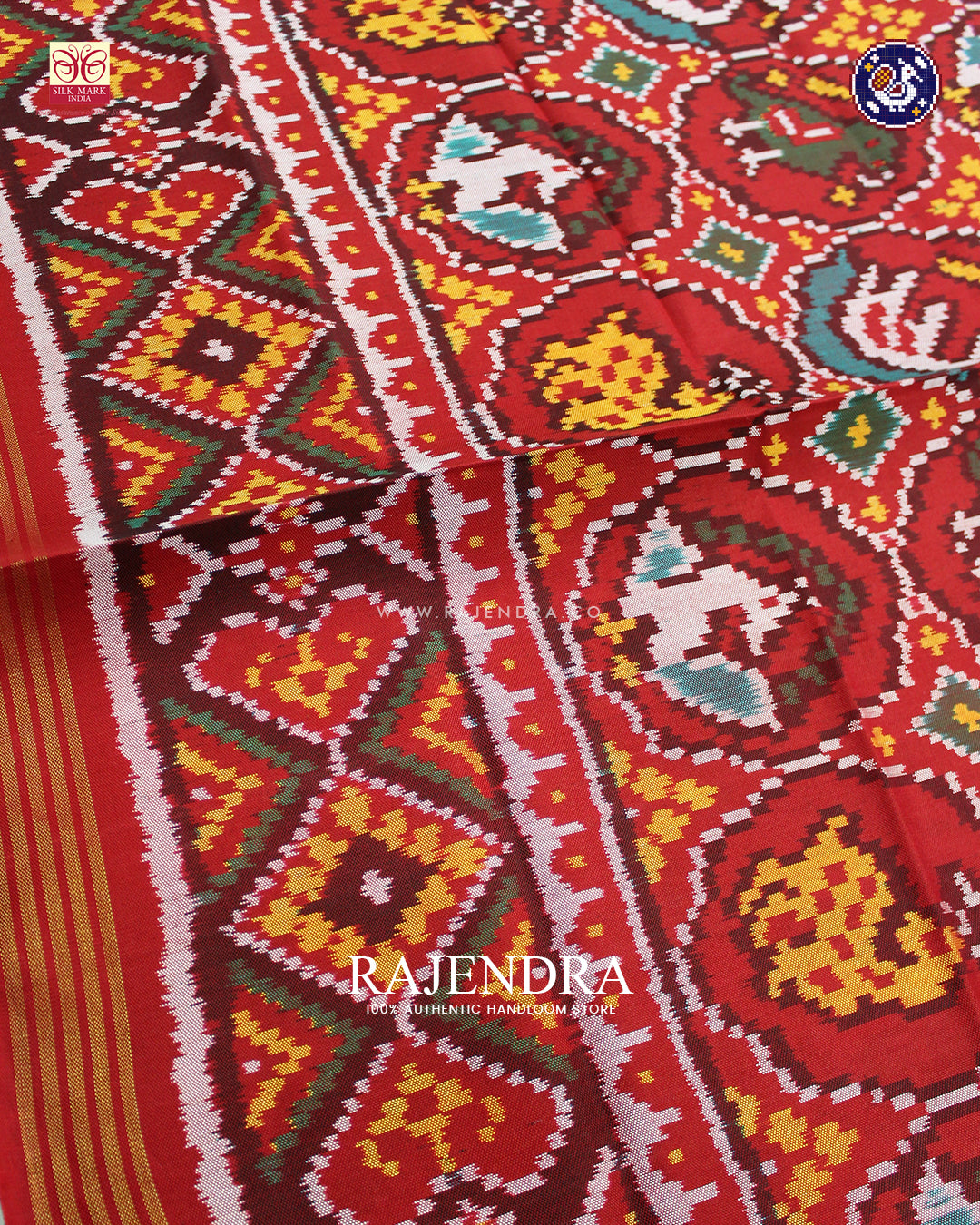 Traditional 4 Figure Design Red Ikat Rajkot Patola Dupatta