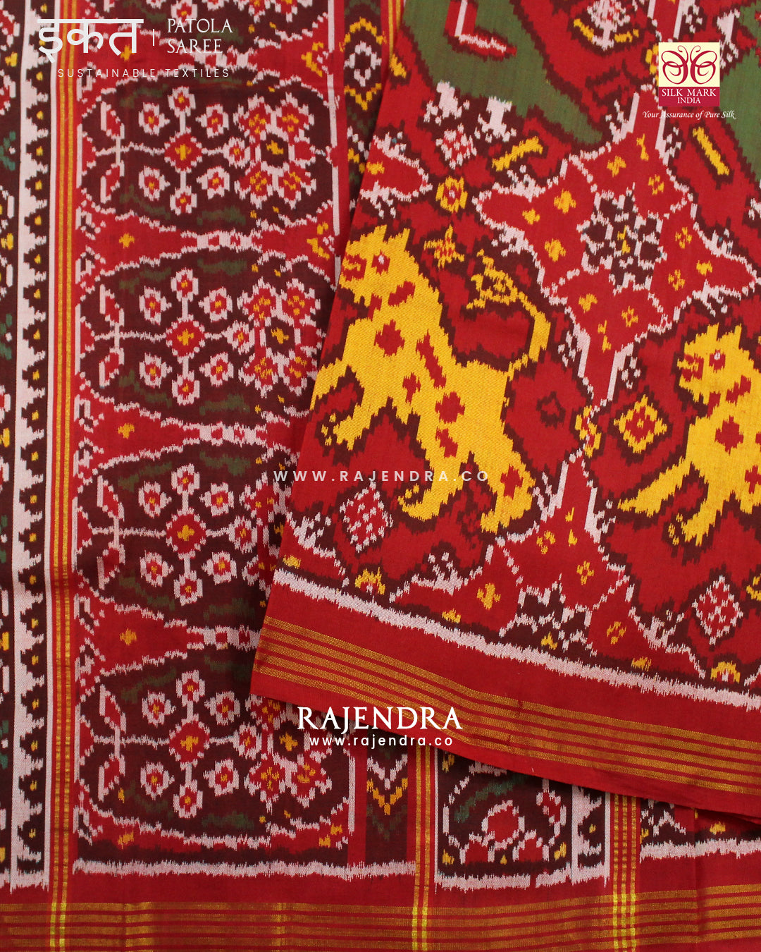 Exclusive 4 Figure Chabadi Design Semi Double Ikat Rajkot Patola Saree