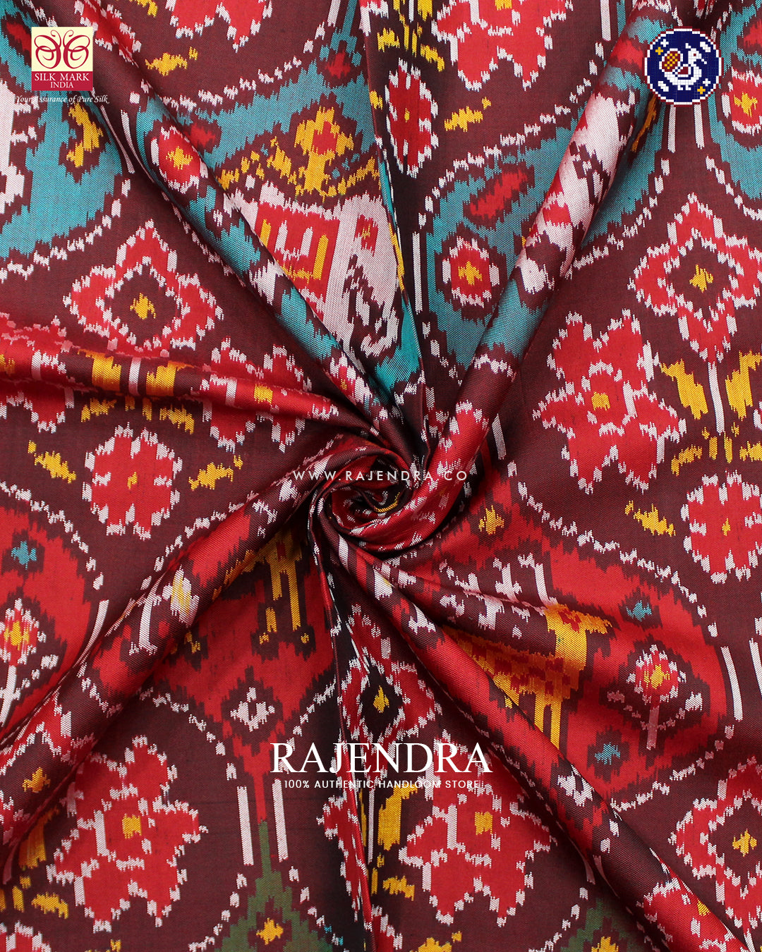 Exclusive 4 Figure Design Red Ikat Rajkot Patola Saree