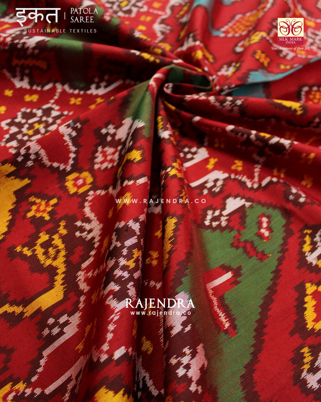 Exclusive 4 Figure Chabadi Design Semi Double Ikat Rajkot Patola Saree