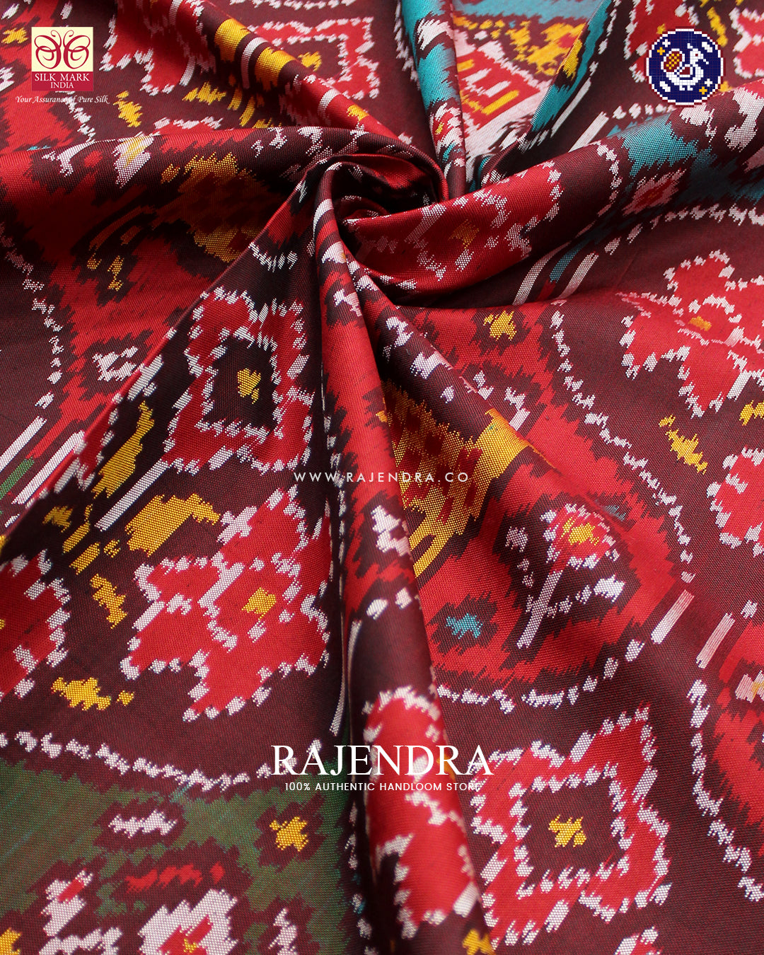 Exclusive 4 Figure Design Red Ikat Rajkot Patola Saree