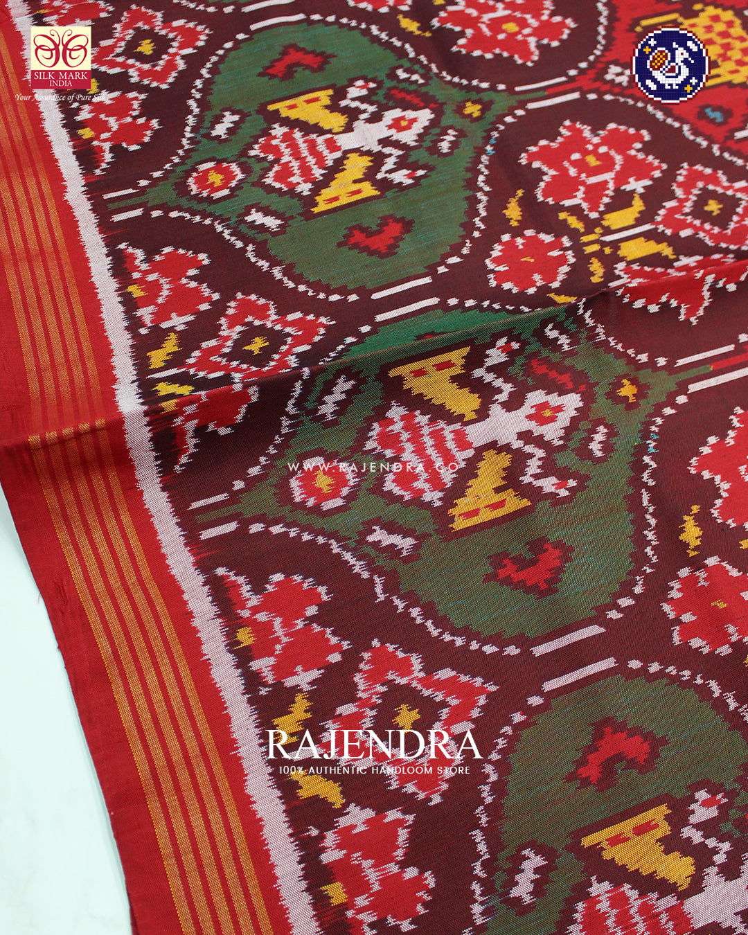 Exclusive 4 Figure Design Red Ikat Rajkot Patola Saree