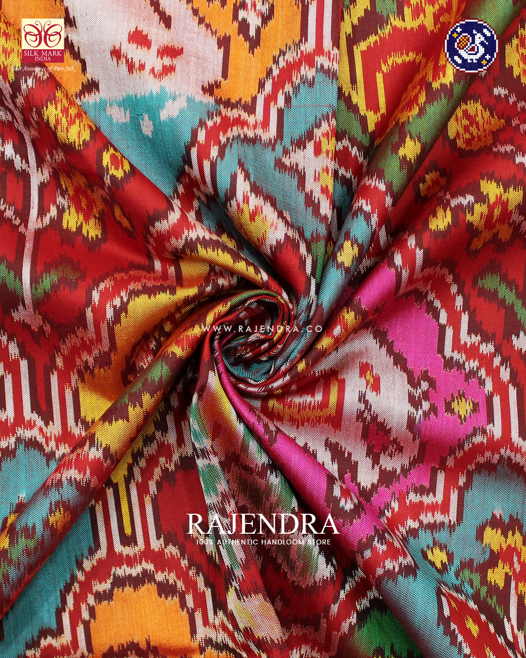Exclusive 5 Figure Design Red Ikat Rajkot Patola Saree