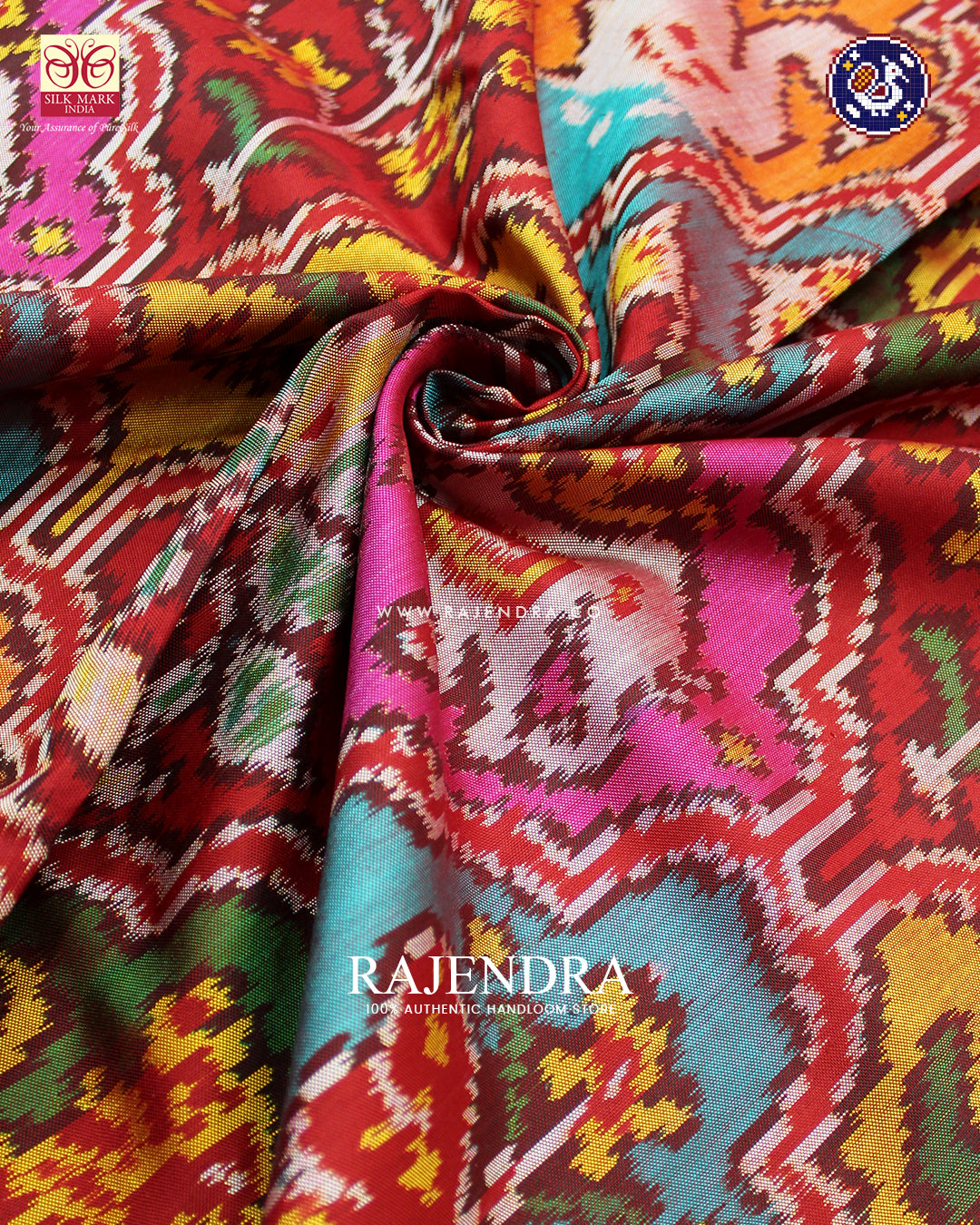 Exclusive 5 Figure Design Red Ikat Rajkot Patola Saree