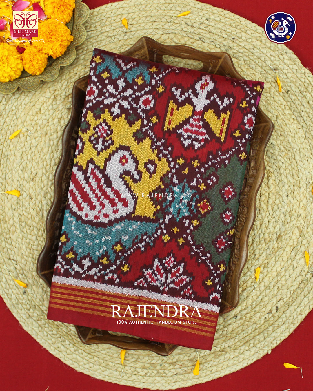 Exclusive 5 Figure Multicolour Ikat Rajkot Patola Saree