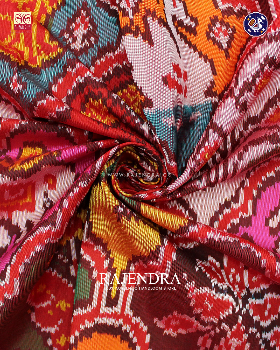 Traditional 6 Figure Design Red Ikat Rajkot Patola Dupatta