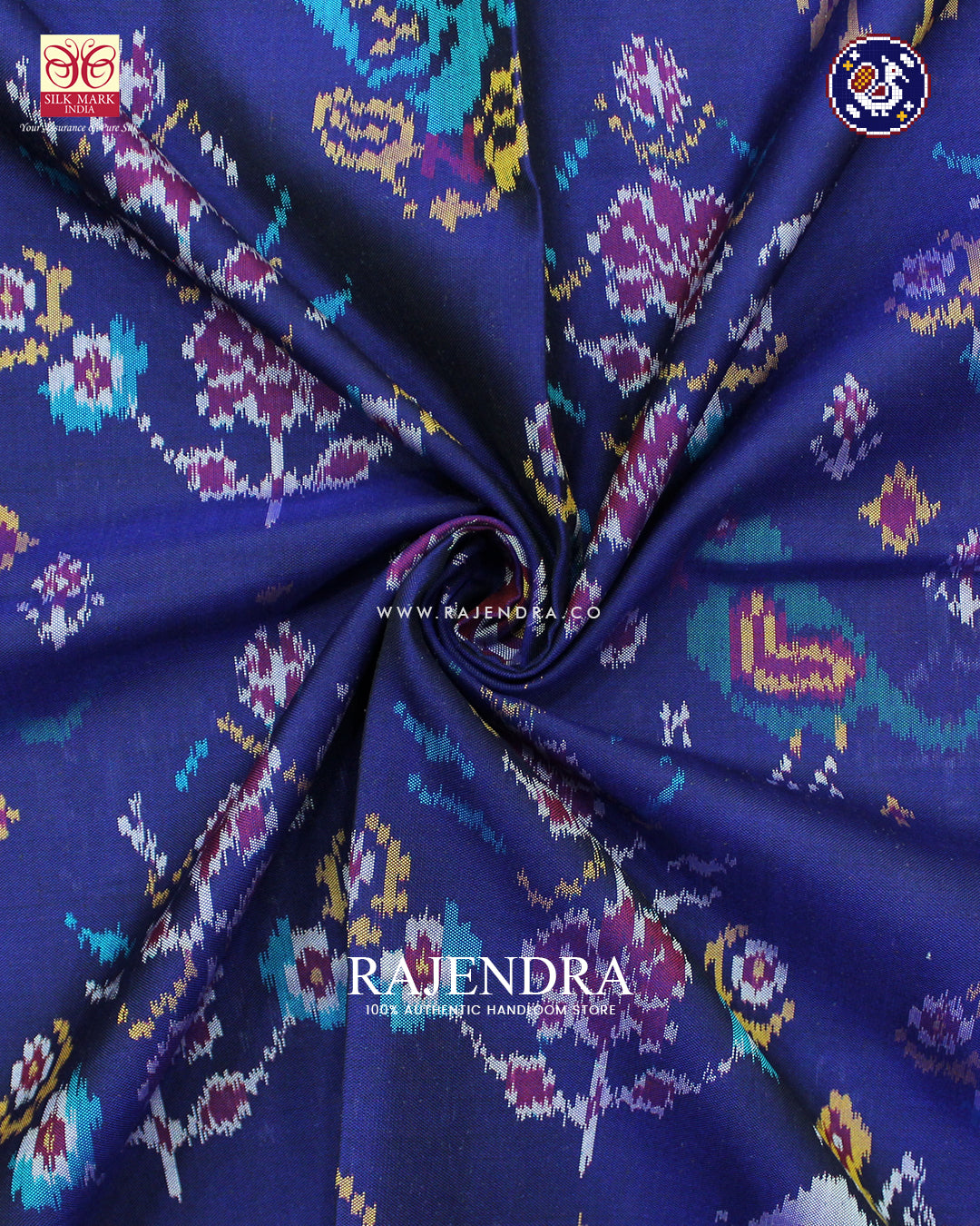Exclusive 6 Figure Red and Blue Ikat Rajkot Patola Saree