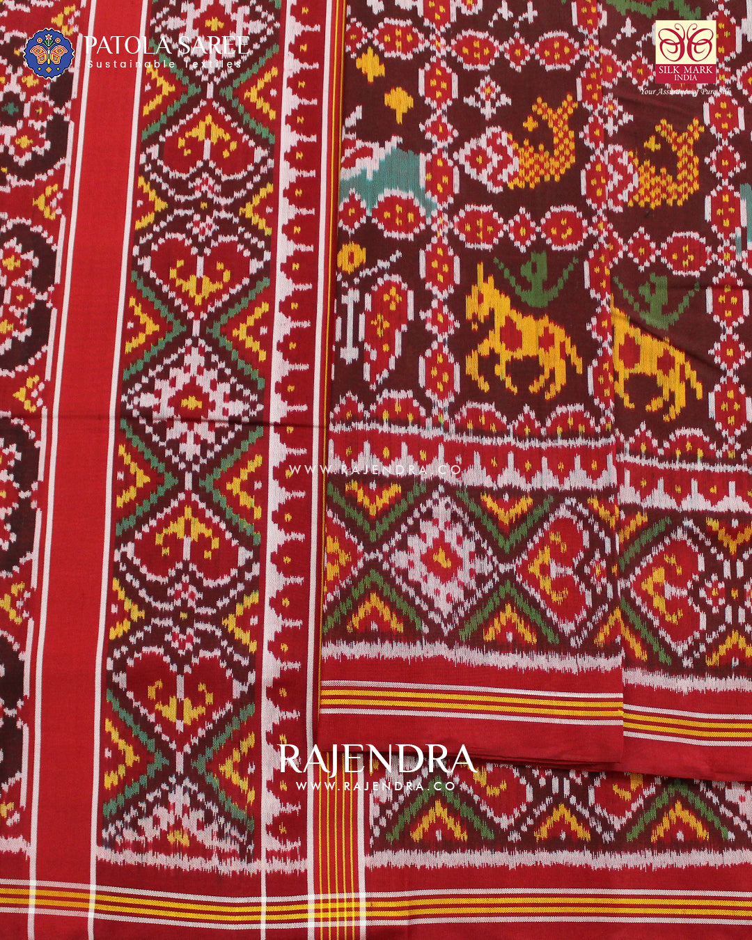 Traditional 6 Figure Red Maroon Ikat Rajkot Patola Saree