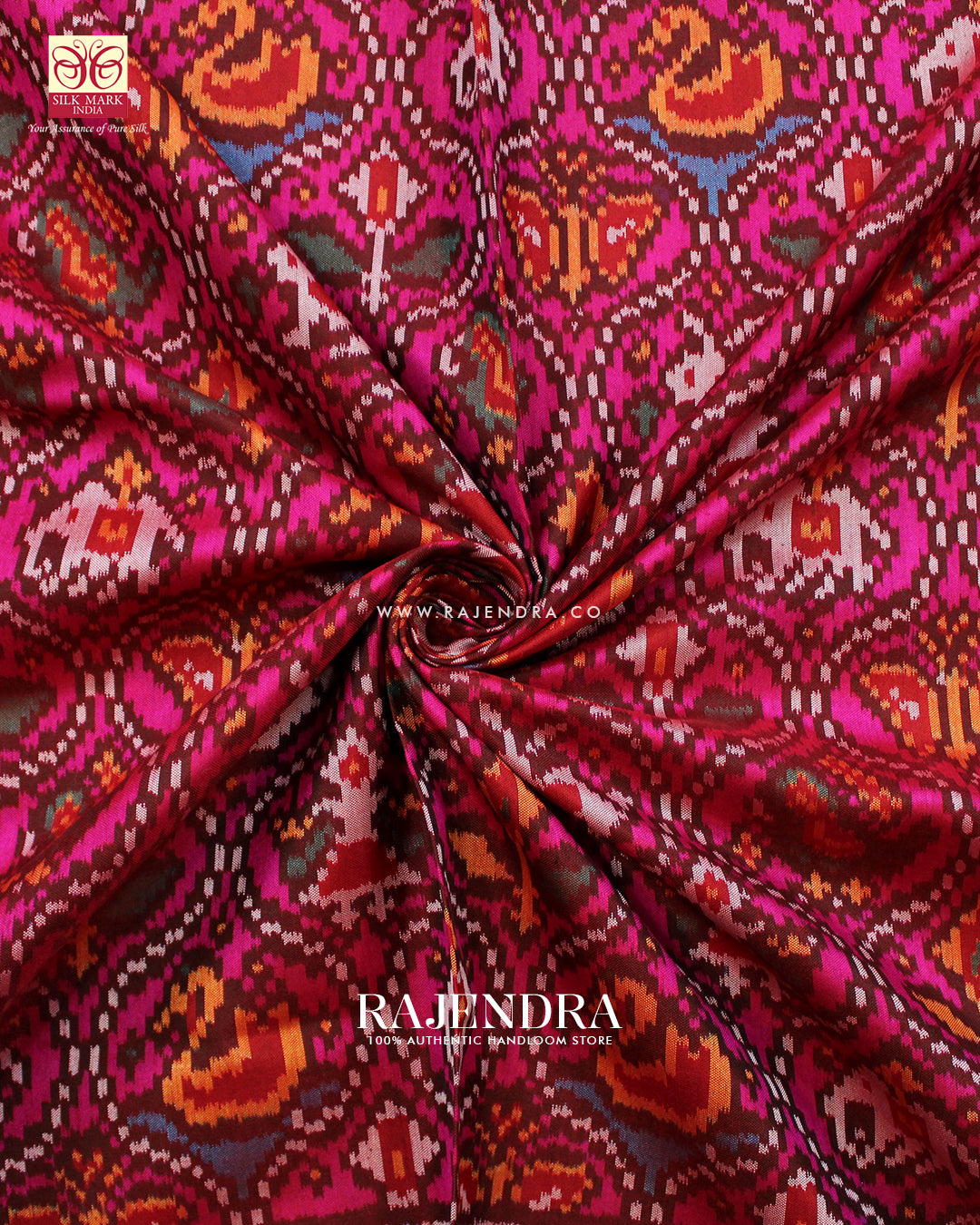 Traditional 6 Figure Red and Pink Ikat Rajkot Patola Saree