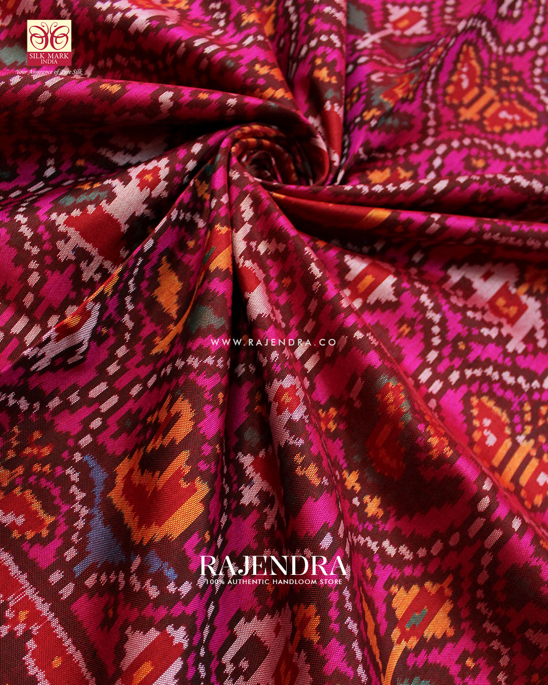 Traditional 6 Figure Red and Pink Ikat Rajkot Patola Saree