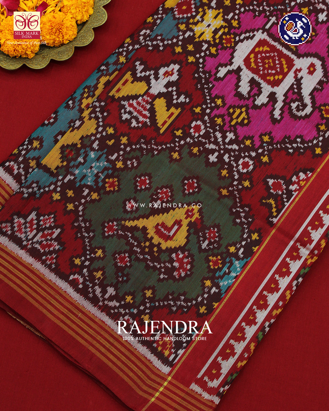 Exclusive 5 Figure Multicolour Ikat Rajkot Patola Saree