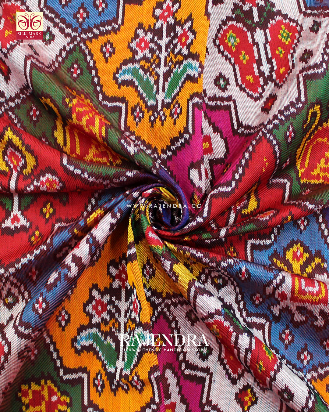 Exclusive 8 Figure Multicolor Twill Woven Rajkot Patola Saree
