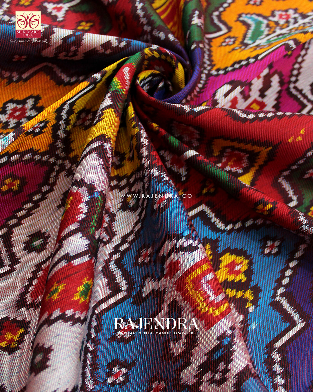 Exclusive 8 Figure Multicolor Twill Woven Rajkot Patola Saree