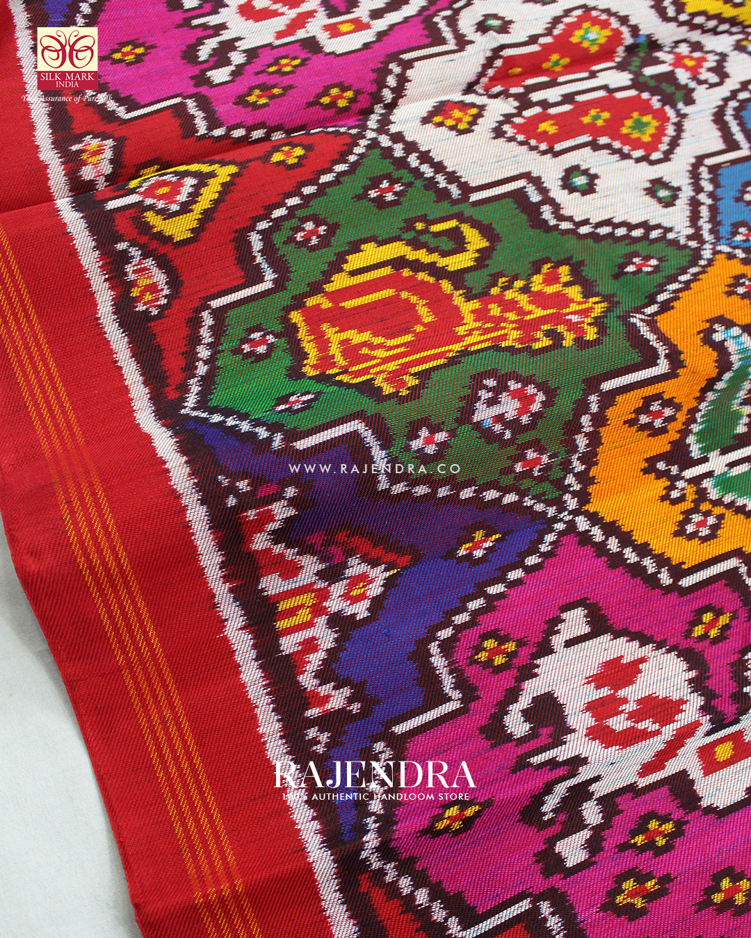 Exclusive 8 Figure Multicolor Twill Woven Rajkot Patola Saree